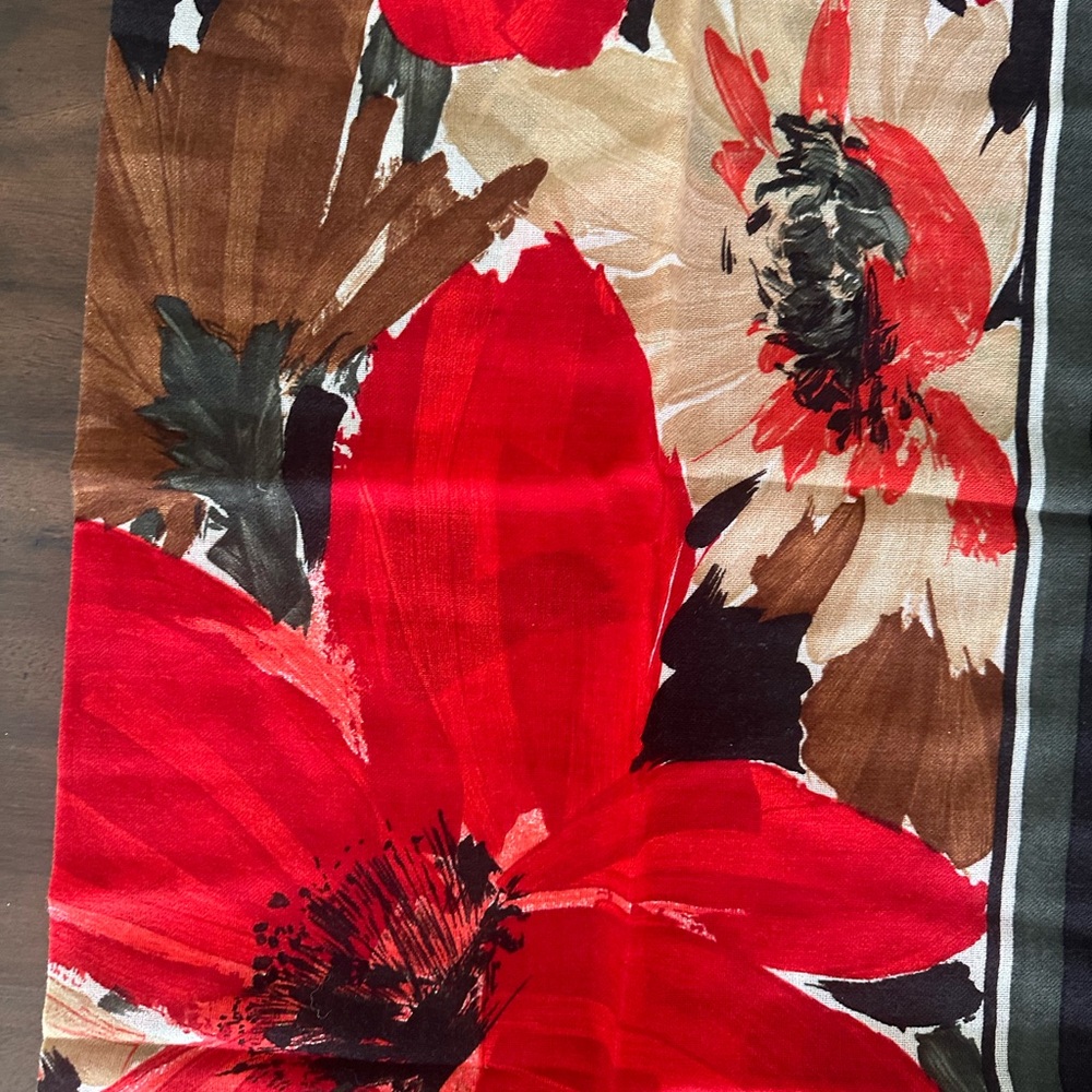 Floral Red and Brown Scarf